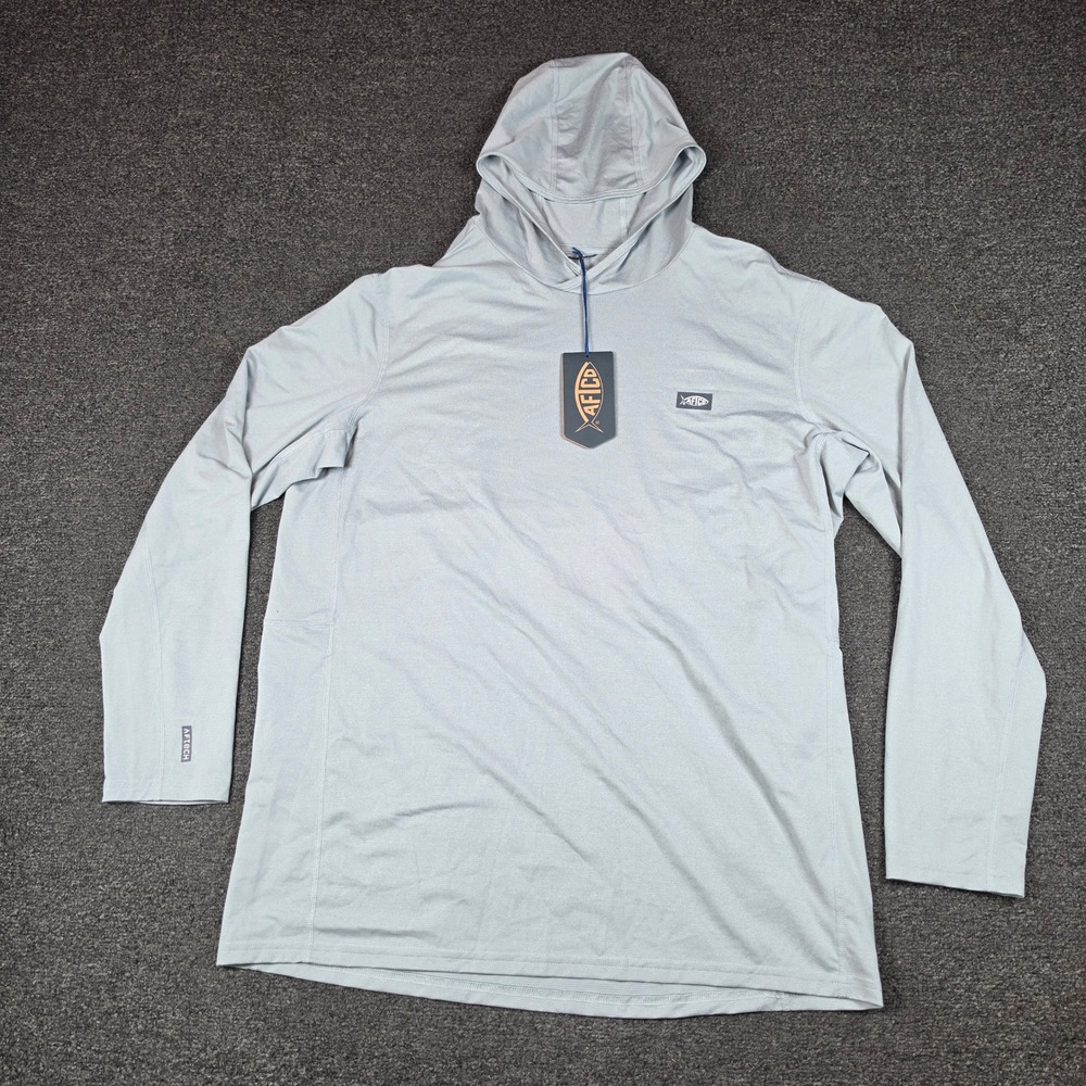AFTCO Air O Mesh Hoodie Harbor Gray Heather Mens XL Performance Fishing NEW